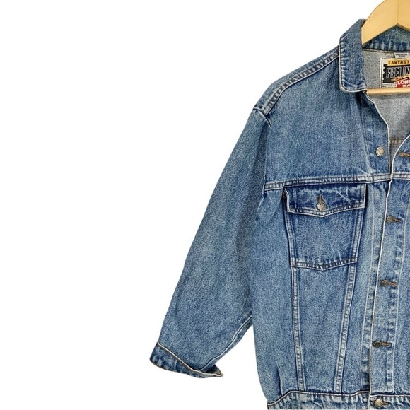 Vintage London Fog Bicycle Embroidered Denim Trucker Jean Jacket Size Large - Picture 3 of 10